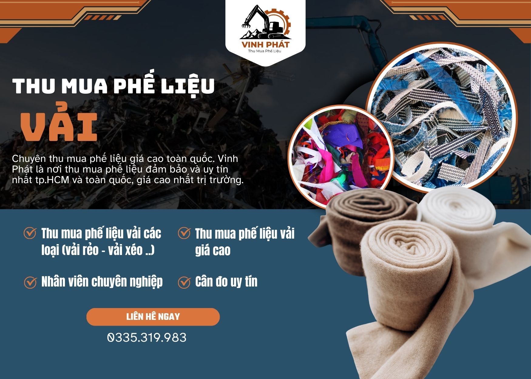 thu mua phế liệu vải giá cao - Đại lý phế liệu Vinh Phát (sửa lại)